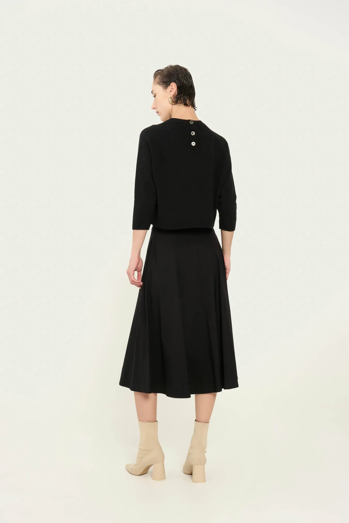 Vicario cinque Gonna midi nera con cerniera davanti Guendalina Moda