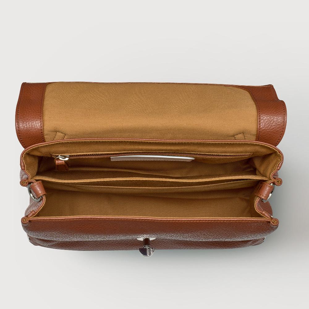 Zanellato BORSA POSTINA® SMALL IN PELLE MARTELLATA BROWN CANALETTO | Zanellato Vendita Calda