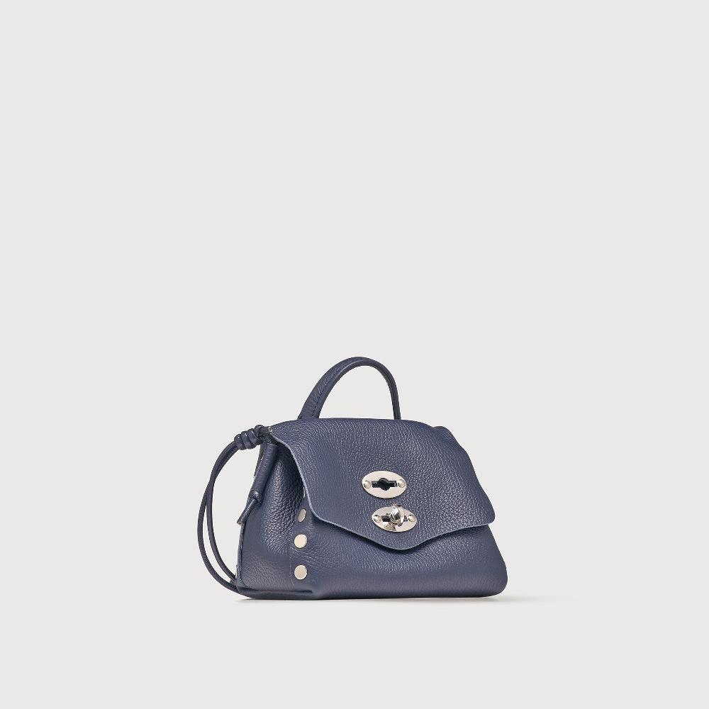Zanellato BORSA POSTINA® SUPER BABY IN PELLE LAMINATA BLUE NAVY SAVOIA | Zanellato In Saldo