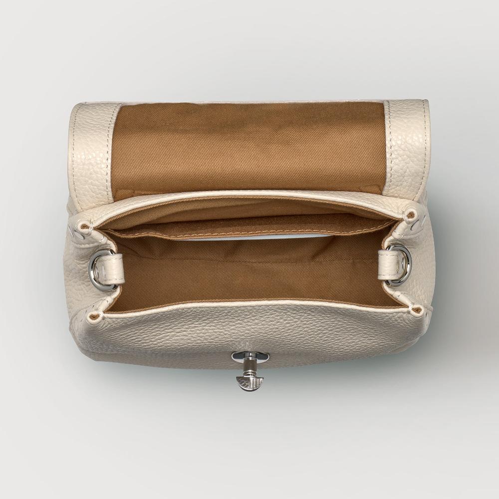 Zanellato BORSA POSTINA® BABY IN PELLE MARTELLATA WHITE BIANCONE | Zanellato Nuova