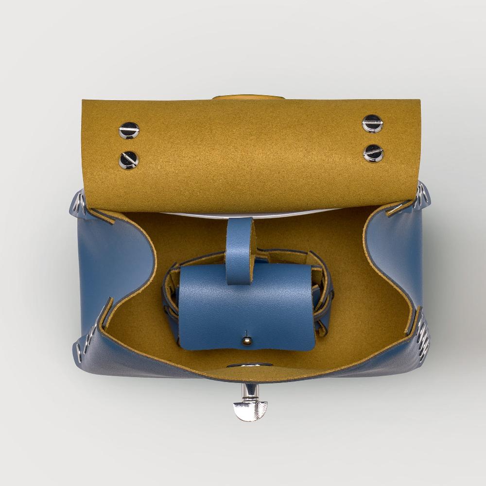 Zanellato BORSA POSTINA® SUPER BABY IN PELLE RIGENERATA BLUE MING | Zanellato Italia