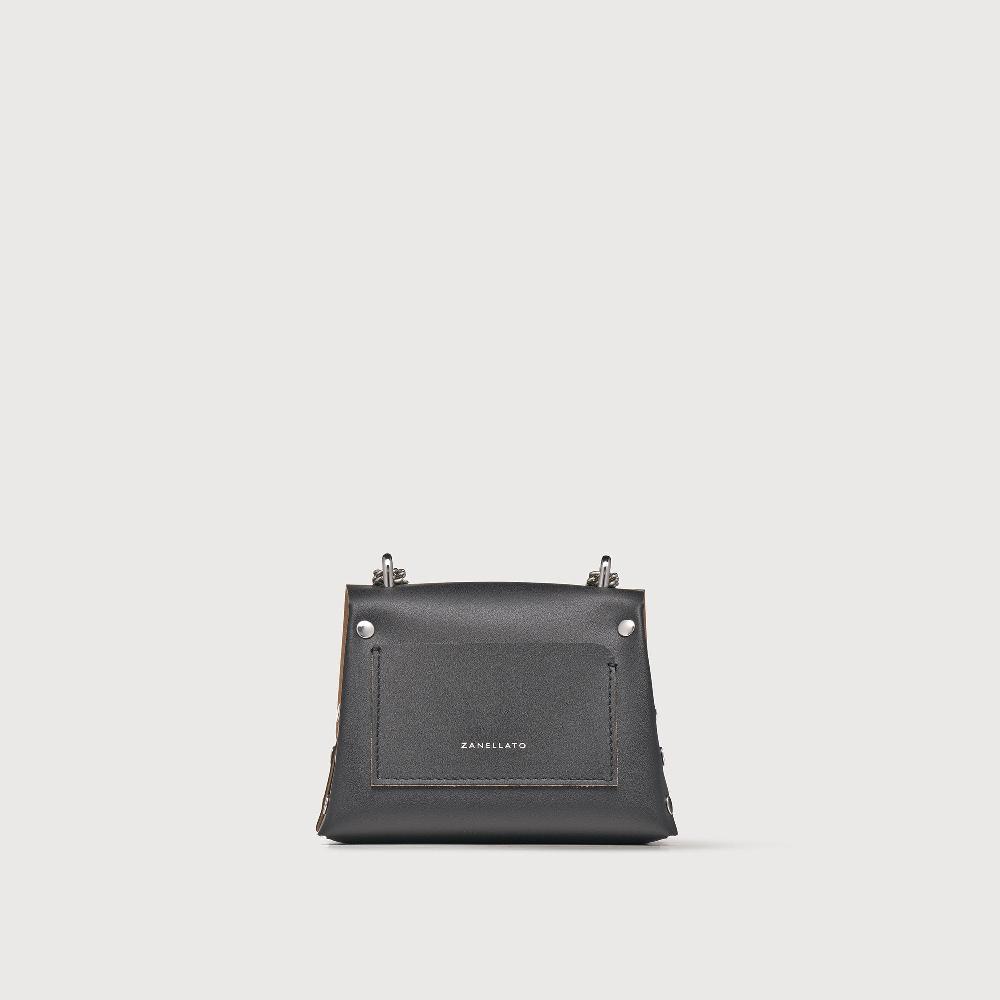 Zanellato BORSA POSTINA® SUPER BABY IN PELLE RIGENERATA BLACK NERO | Zanellato Qualità