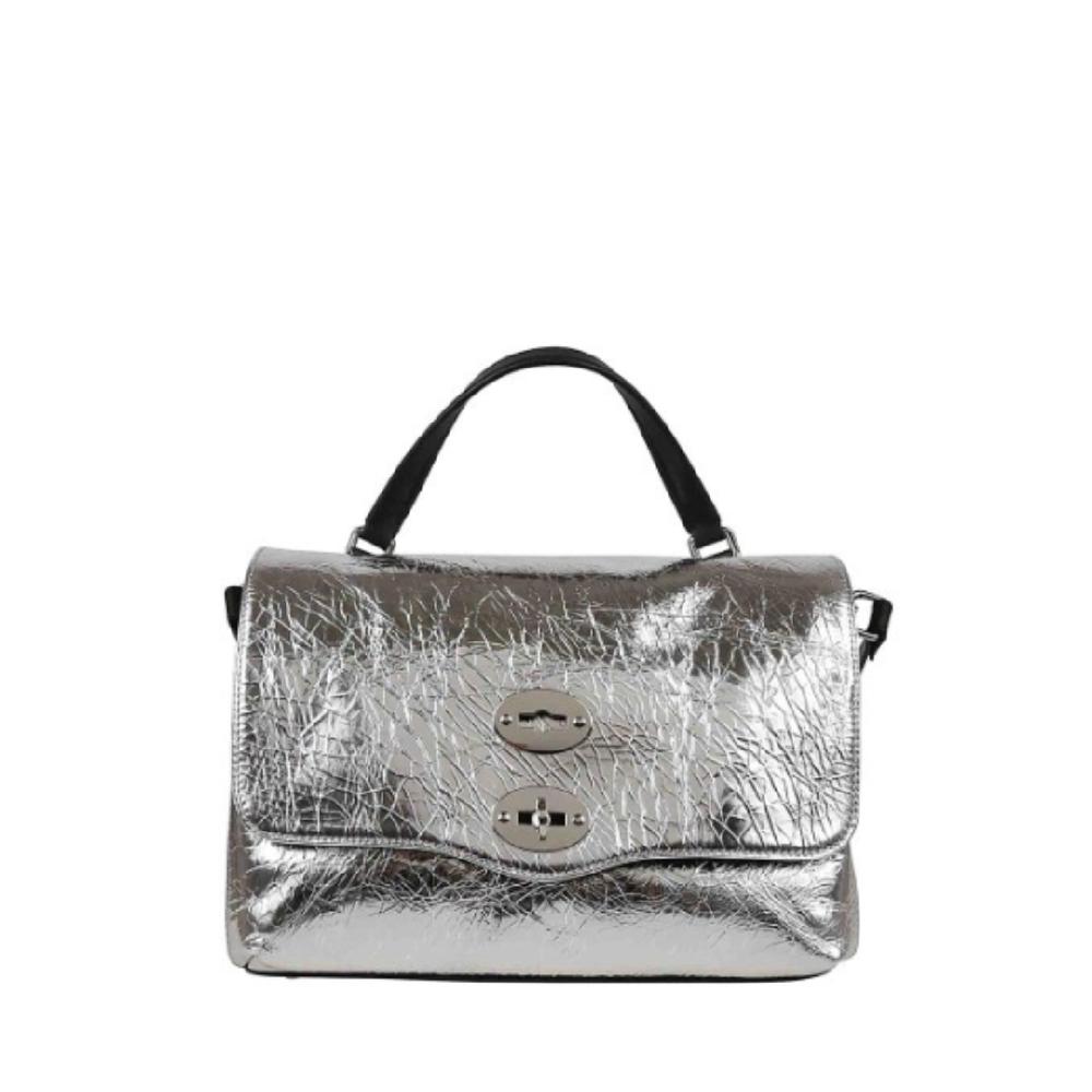 Zanellato BORSA POSTINA® SMALL IN PELLE LAMINATA GREY ARGENTO | Zanellato Fino Al -60%