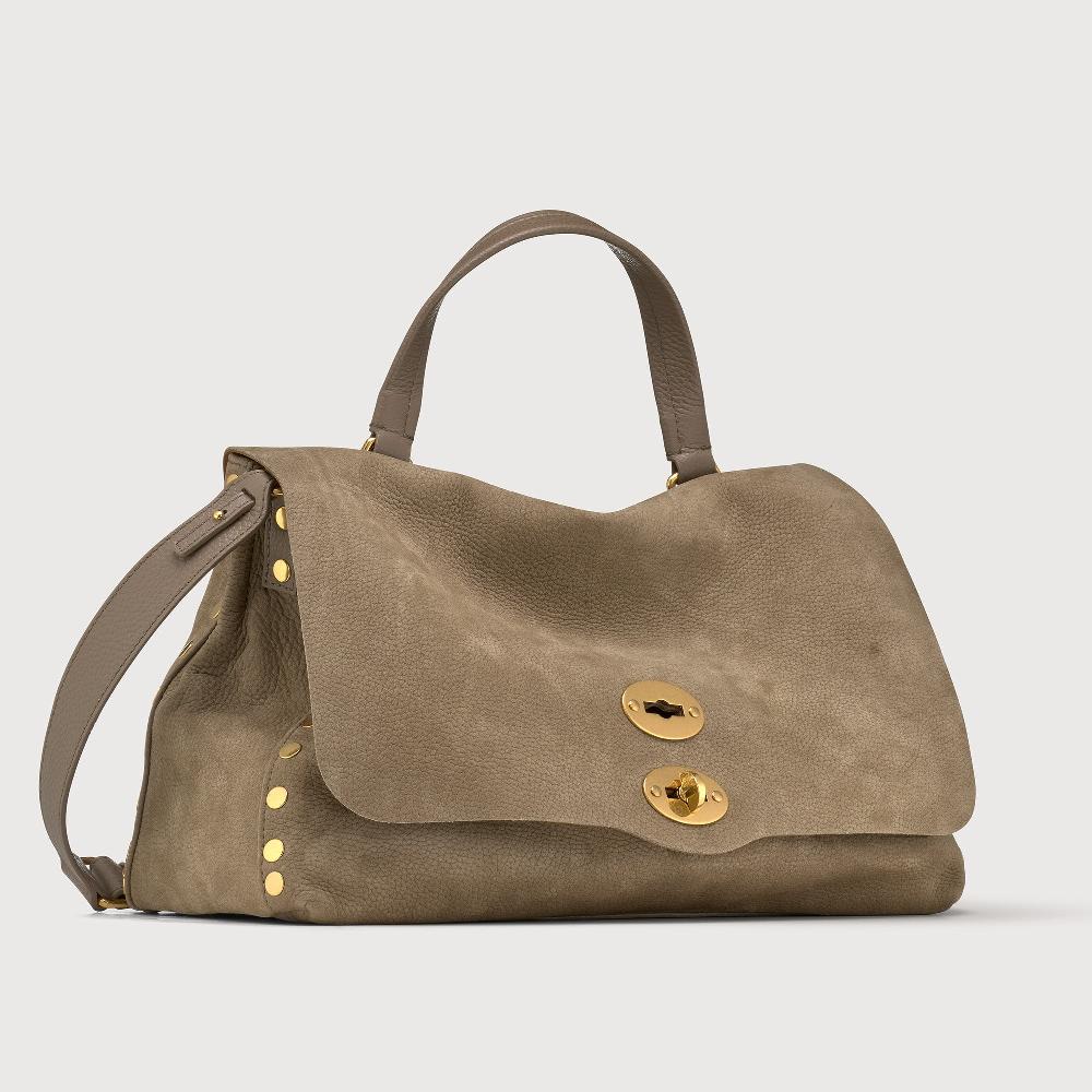Zanellato BORSA POSTINA® MEDIUM IN PELLE NABUK GREY VOLTOLINA | Zanellato In Linea