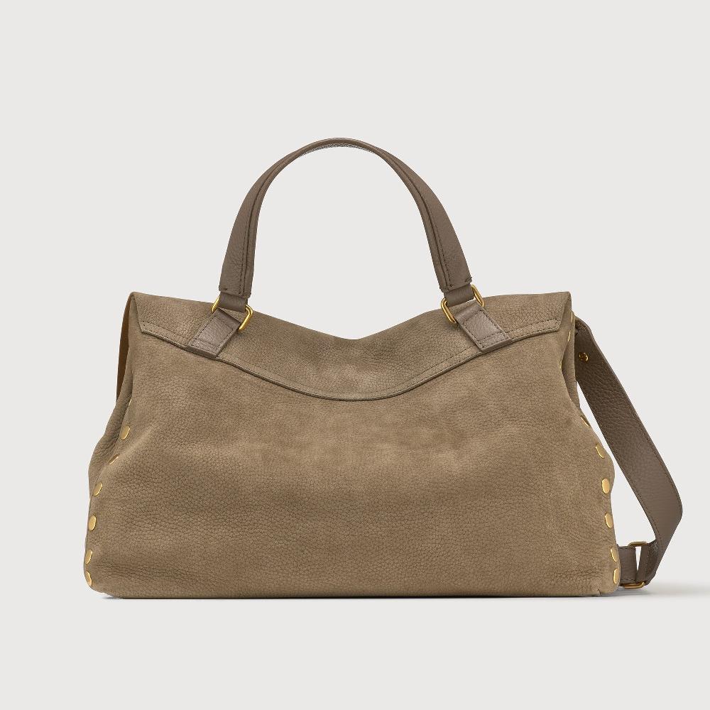 Zanellato BORSA POSTINA® MEDIUM IN PELLE NABUK GREY VOLTOLINA | Zanellato In Linea