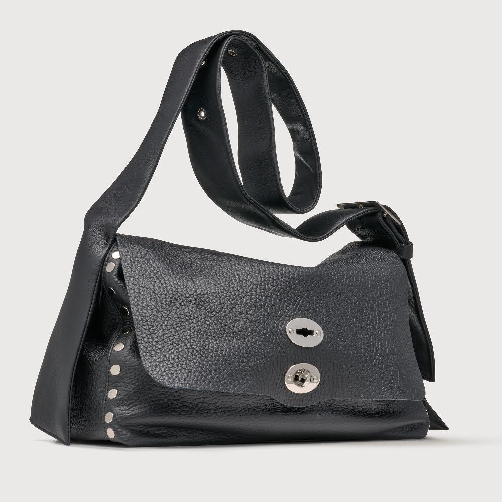 Zanellato BORSA POSTINA® MEDIUM IN PELLE MARTELLATA BLACK NERO | Zanellato Consegna Veloce