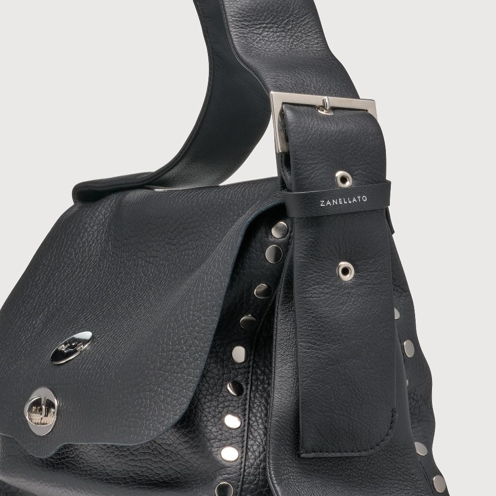 Zanellato BORSA POSTINA® MEDIUM IN PELLE MARTELLATA BLACK NERO | Zanellato Consegna Veloce
