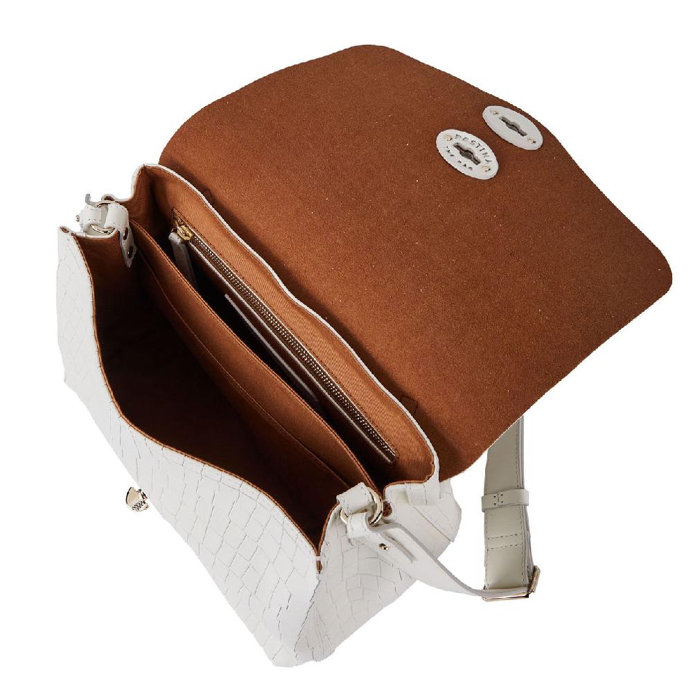 Zanellato BORSA POSTINA® SMALL IN PELLE STAMPATA WHITE LINO 21 | Zanellato Prezzo Ridotto