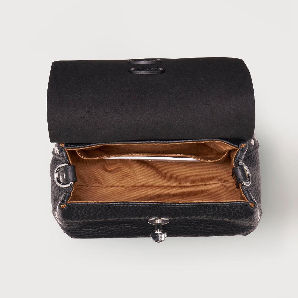 Zanellato BORSA POSTINA® BABY IN PELLE MARTELLATA BLACK NERO | Zanellato 2025