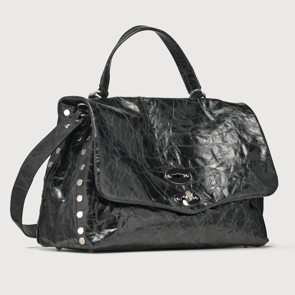 Zanellato BORSA POSTINA® MEDIUM IN PELLE SPAZZOLATA BLACK NERO | Zanellato Promozione