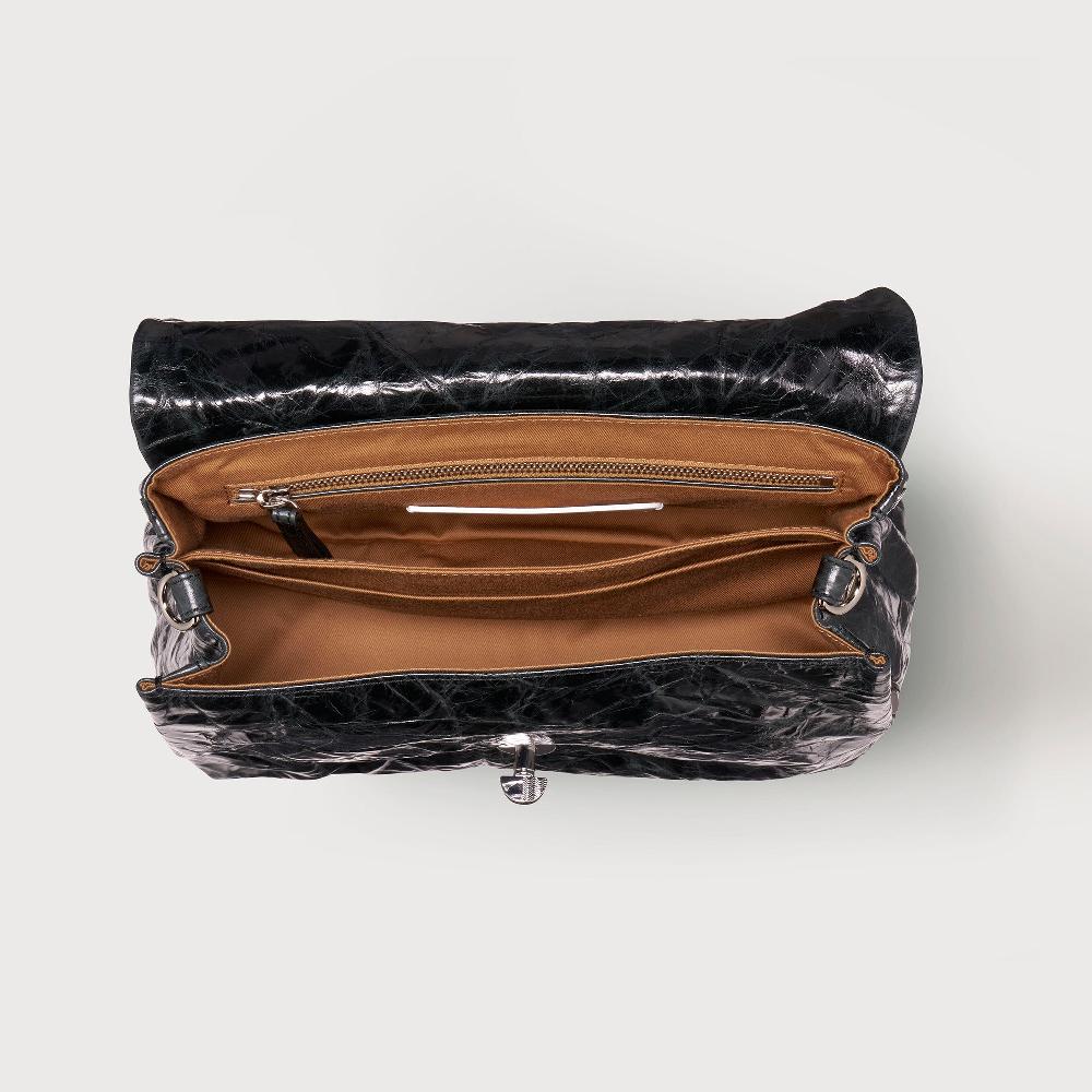 Zanellato BORSA POSTINA® SMALL IN PELLE SPAZZOLATA BLACK NERO | Zanellato Ritorno libero