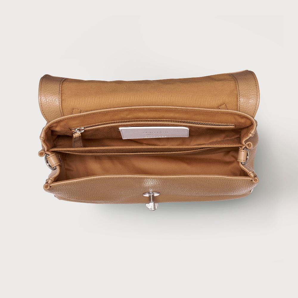 Zanellato BORSA POSTINA® SMALL IN PELLE MARTELLATA BROWN CAPPUCCINO | Zanellato In Linea