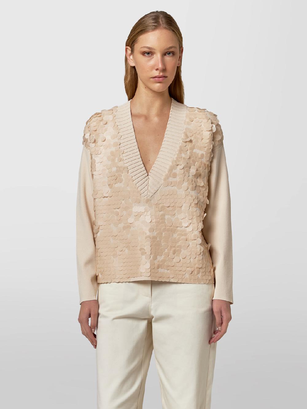 Alpha studio SCOLLO V M/L RASATO CON RICAMO Pezzi Unici