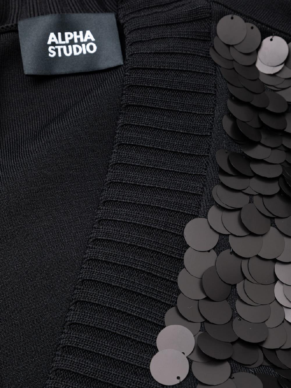Alpha studio SCOLLO V M/L RASATO CON RICAMO Soddisfazione Garantita