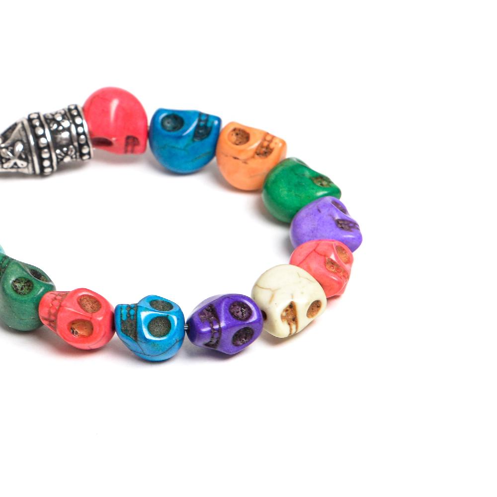 D'AMICO Bracciale Teschi Aulite Multicolor Enormi sconti
