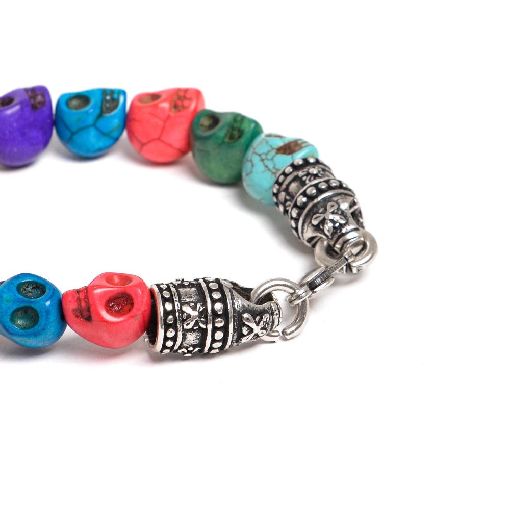 D'AMICO Bracciale Teschi Aulite Multicolor Enormi sconti