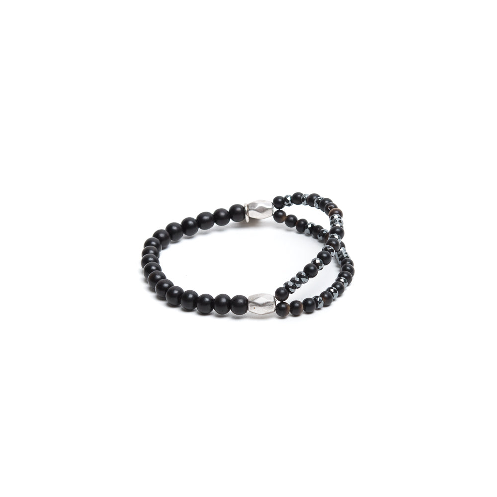 D'AMICO Bracciale Doppio EbanoEmatite Nera Limitato a 3 giorni