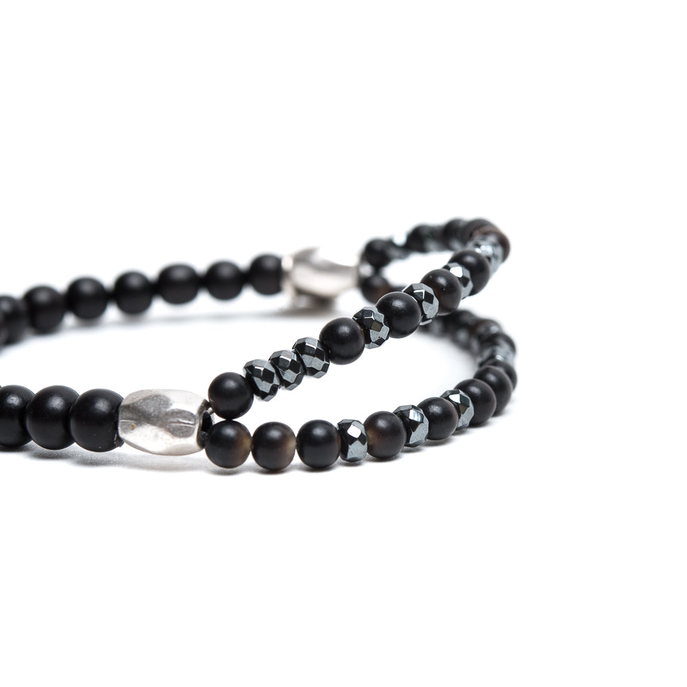 D'AMICO Bracciale Doppio EbanoEmatite Nera Limitato a 3 giorni
