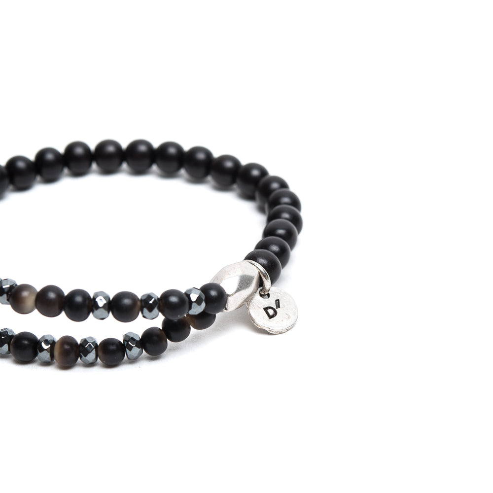 D'AMICO Bracciale Doppio EbanoEmatite Nera Limitato a 3 giorni