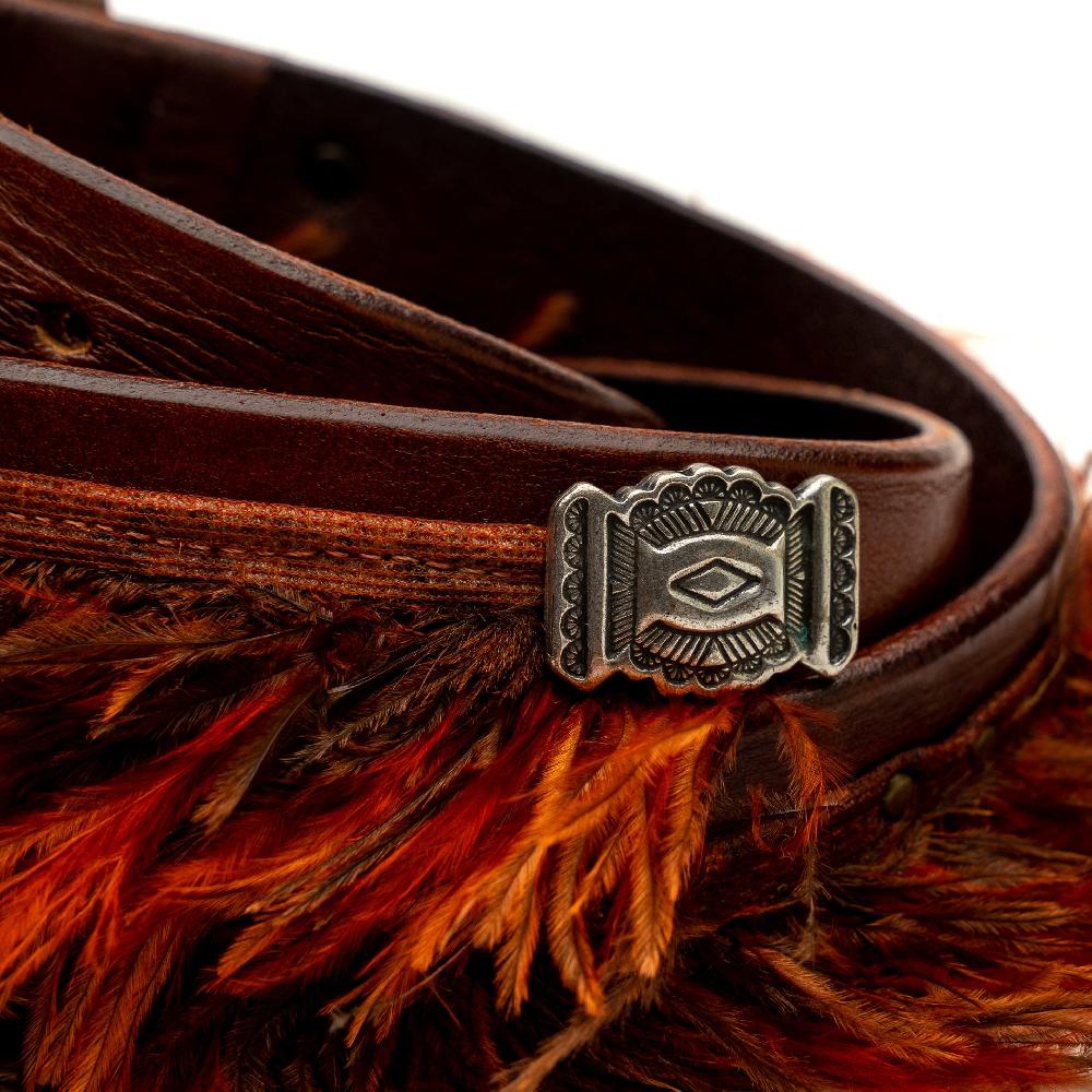 D'AMICO Cintura cuoio vintage Brown Piume e Decorazioni Navajo Shopping Online