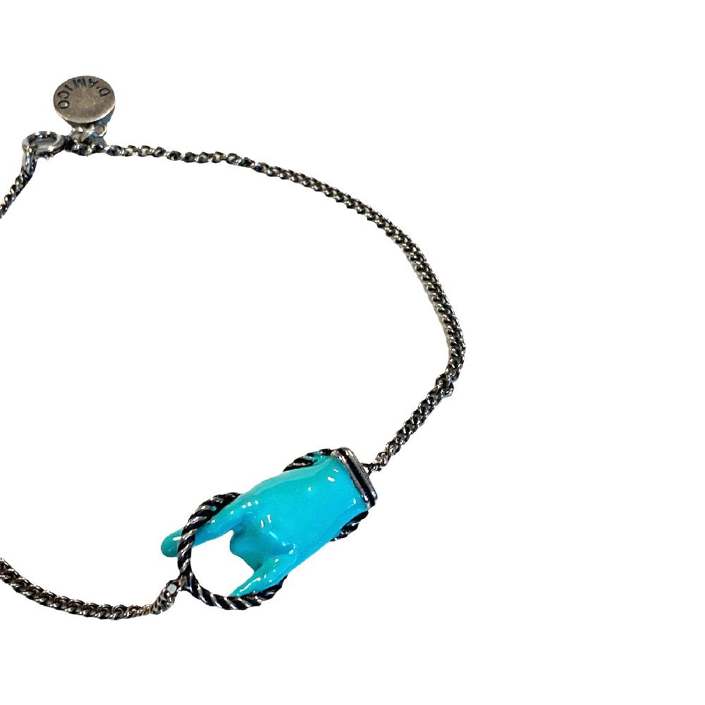 D'AMICO Bracciale Catenina con "Horn" Laccato Turchese Ultimo giorno