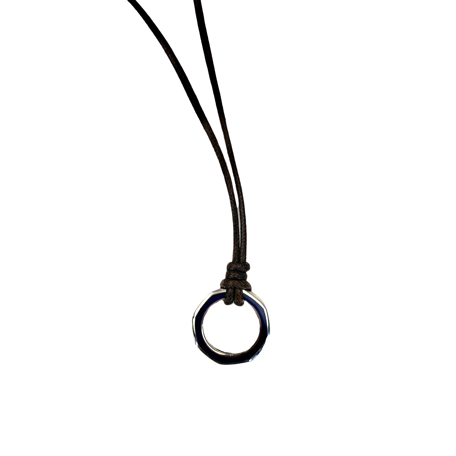 D'AMICO Collana Anella Laccata Blue Navy + Cordone Cerato Testa Moro Promozione temporanea