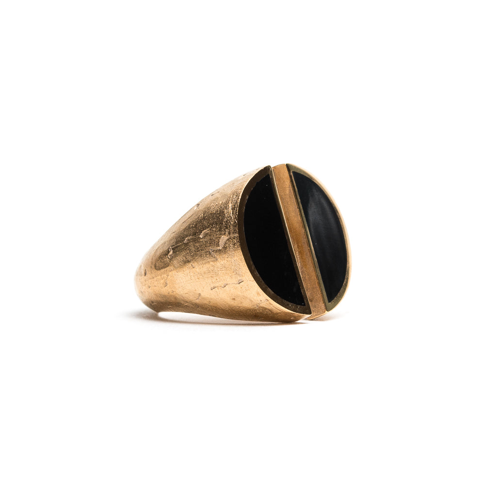 D'AMICO Anello Taglio Bronzo con Lacca Nera Italy