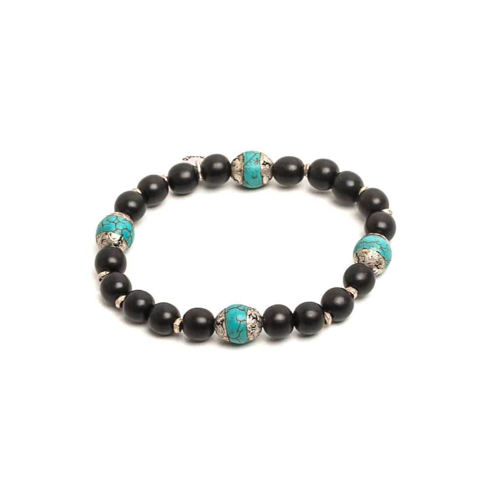 D'AMICO Bracciale Ameya + Elastico Legno Nero + Turchese Negozi Online