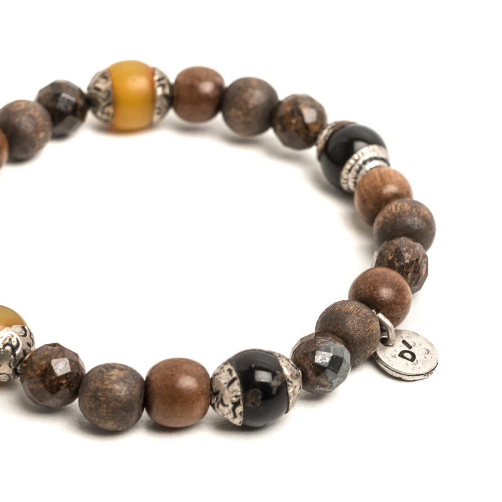 D'AMICO Bracciale Iresh / Elastico Perle Tuareg + Legno + Bronzite Acquista Ora