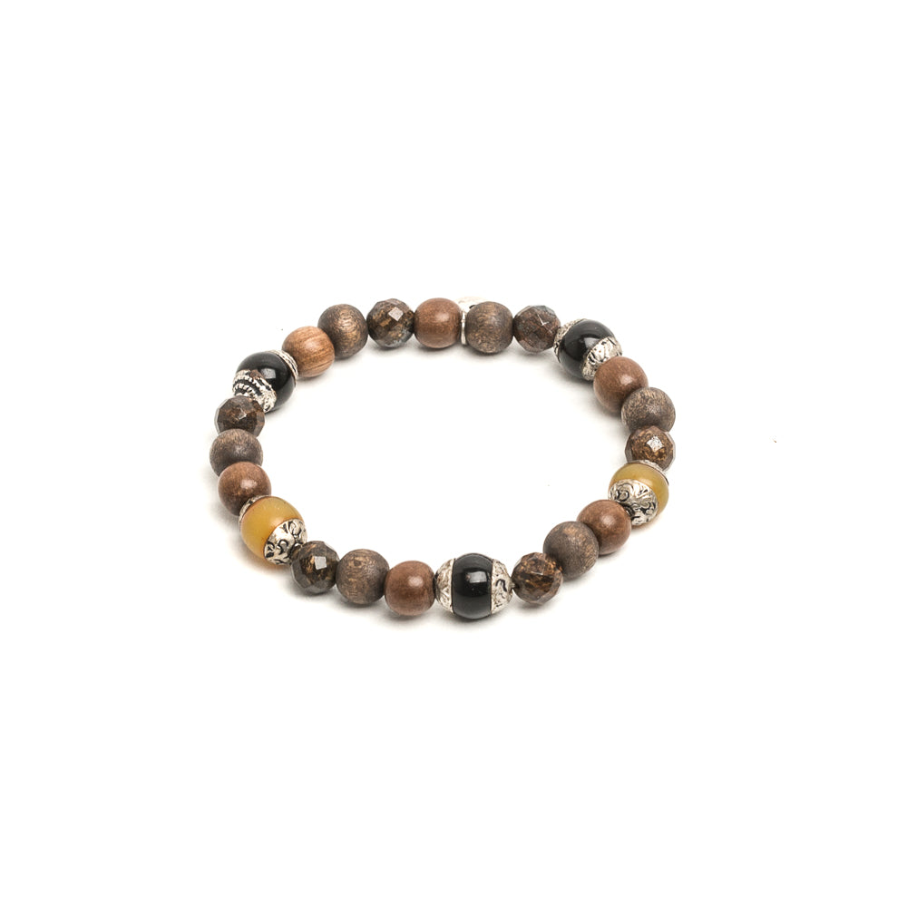 D'AMICO Bracciale Iresh / Elastico Perle Tuareg + Legno + Bronzite Acquista Ora