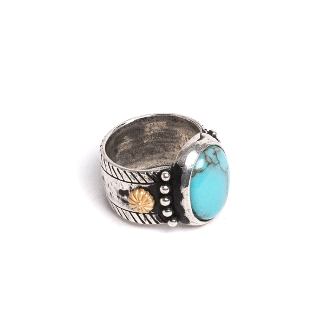 D'AMICO Anello Ovale Turchese + Stelline Dorate Shopping Online