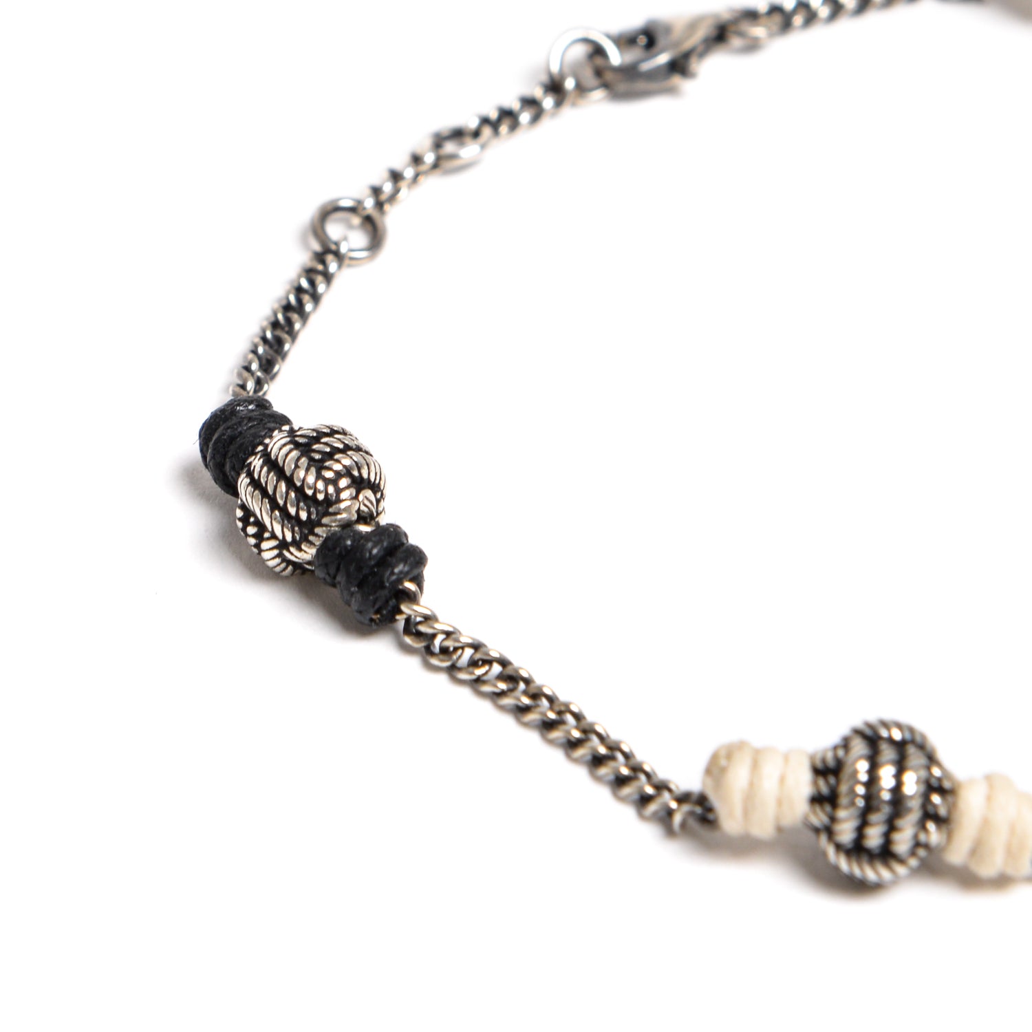 D'AMICO Bracciale Catenina + Palline Nodo Argento + Filo Cerato Offerta temporanea