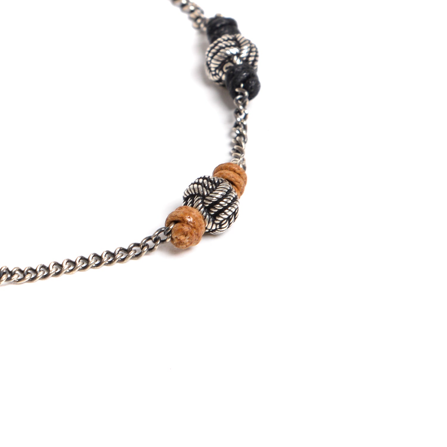 D'AMICO Bracciale Catenina + Palline Nodo Argento + Filo Cerato Offerta temporanea