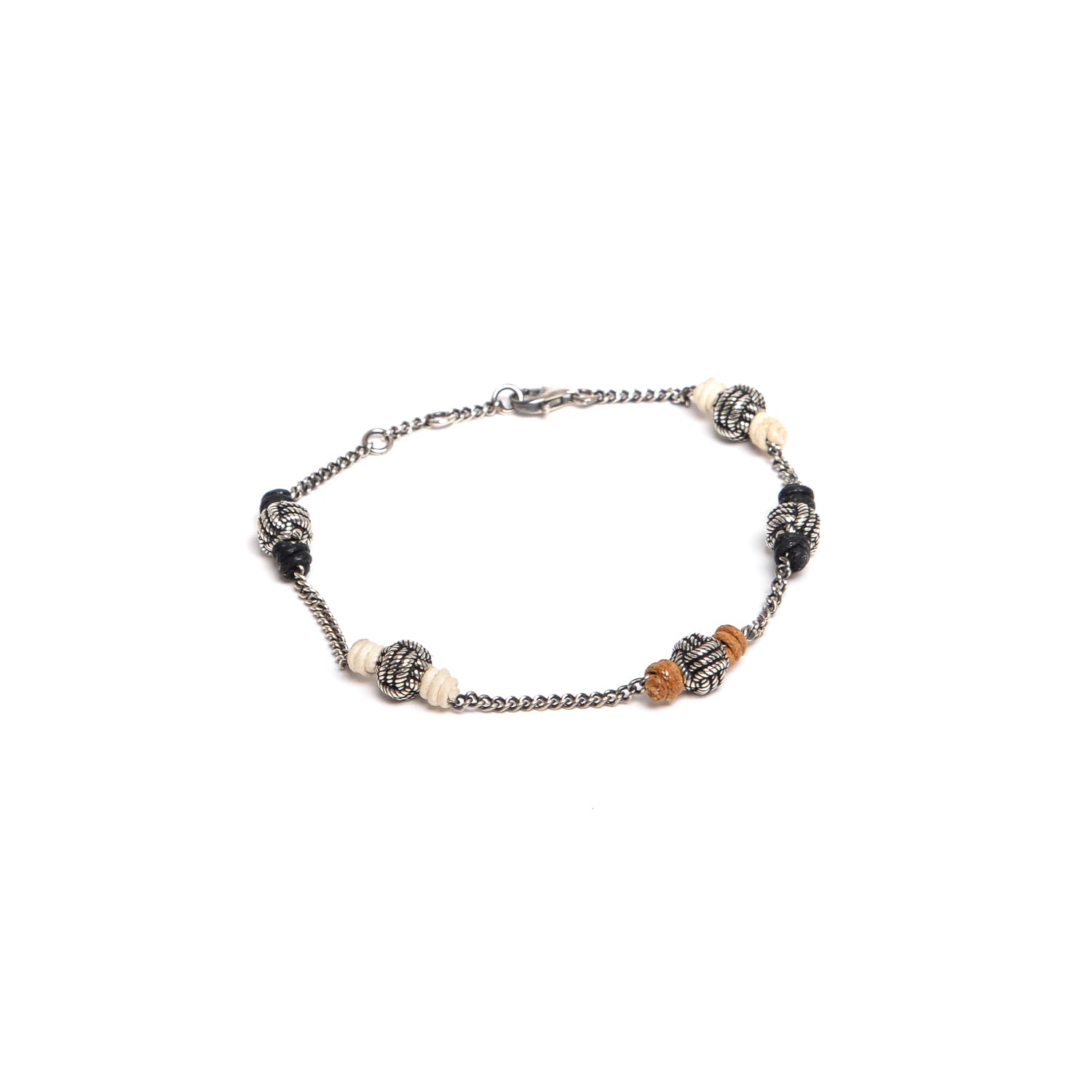 D'AMICO Bracciale Catenina + Palline Nodo Argento + Filo Cerato Offerta temporanea