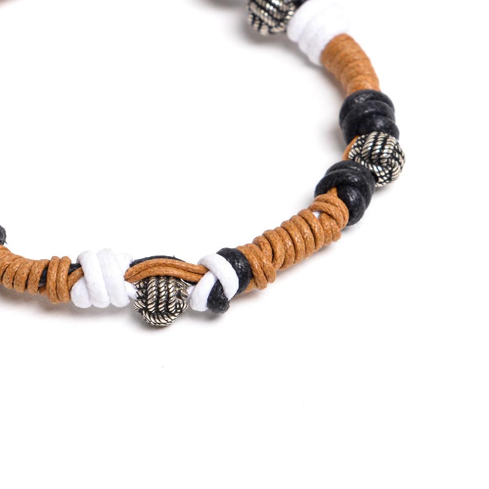 D'AMICO Bracciale Catenina Fili Cerati Annodati + Palline Nodo Offerte esclusive