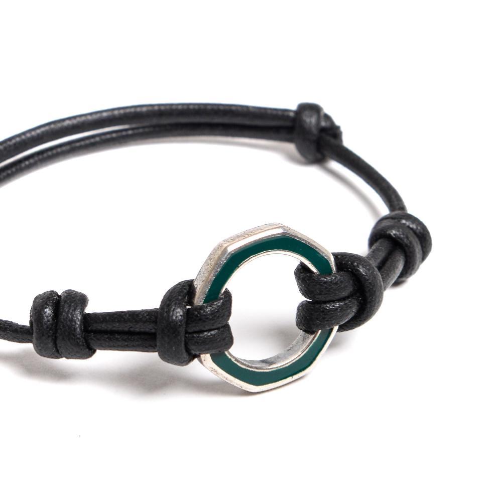 D'AMICO Bracciale Anelle Laccate Verdone + Cordone Cerato Testa Moro Offerte stagionali