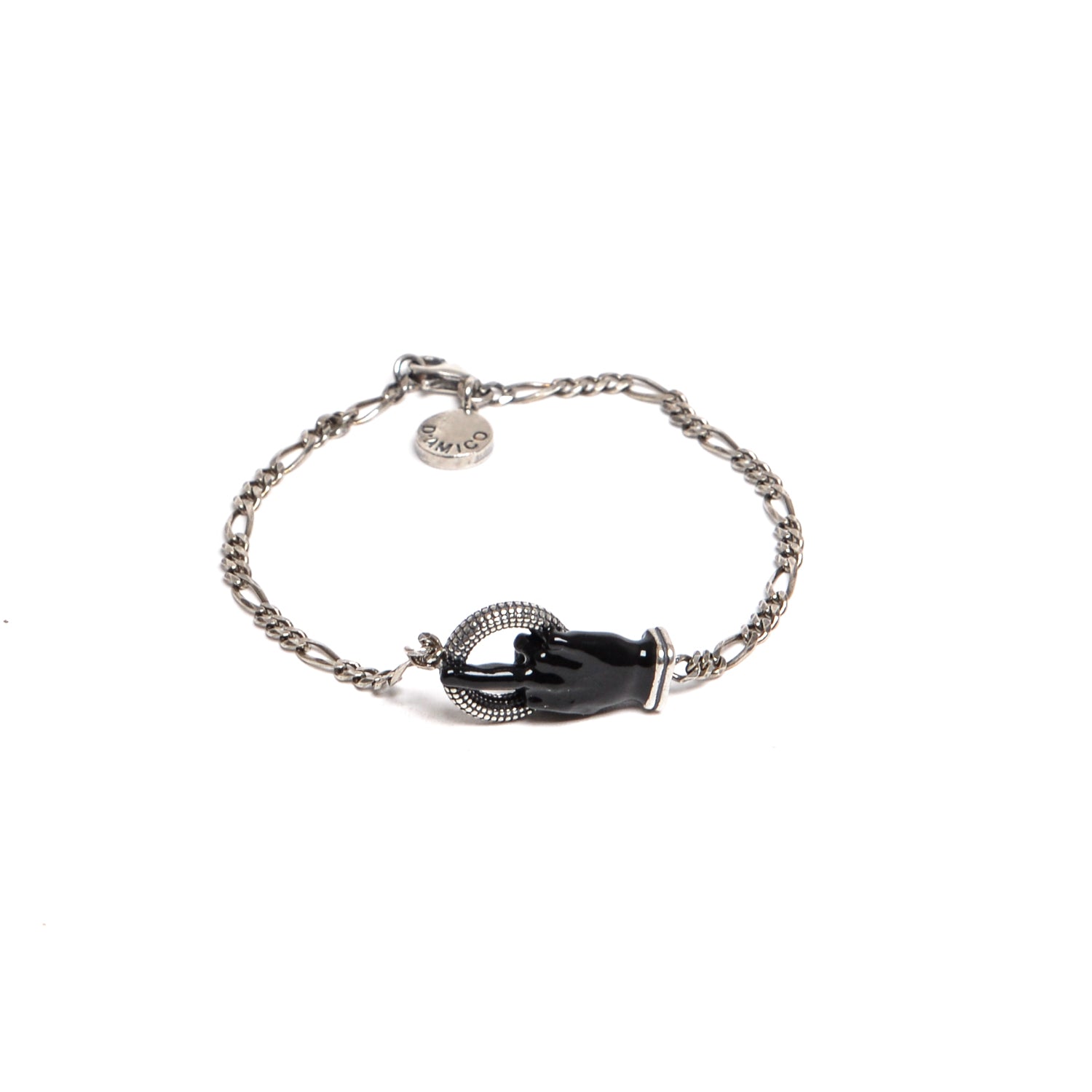 D'AMICO Bracciale Catenina con "Fuck" Laccato Nero Enormi risparmi