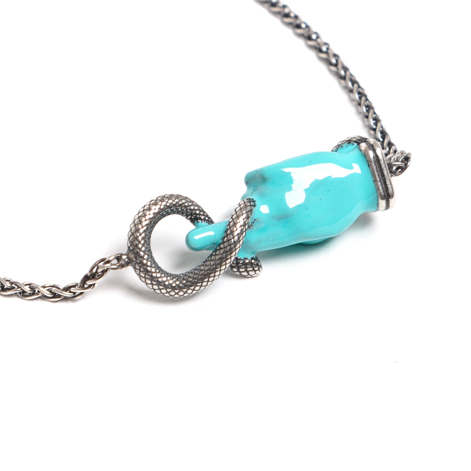 D'AMICO Bracciale Catenina con "Good Luck" Laccato Turchese Prezzo basso