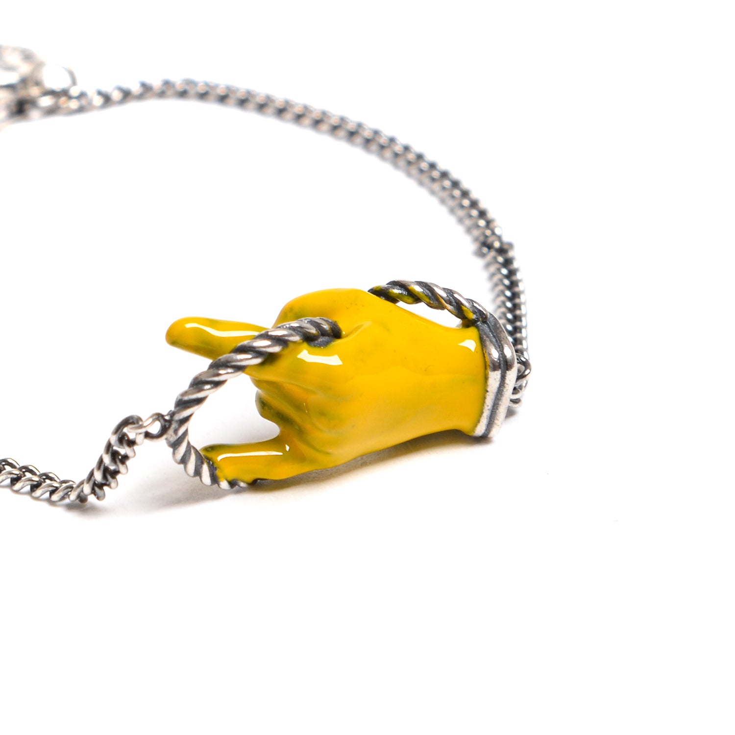 D'AMICO Bracciale Catenina con "Horn" Laccato Giallo Super Saving Price