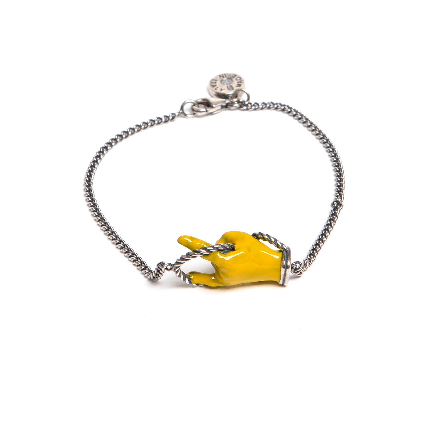 D'AMICO Bracciale Catenina con "Horn" Laccato Giallo Super Saving Price
