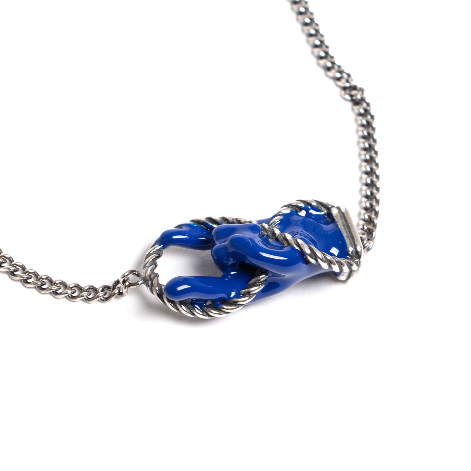 D'AMICO Bracciale Catenina con "Horn" Laccato Blu Offerta settimanale