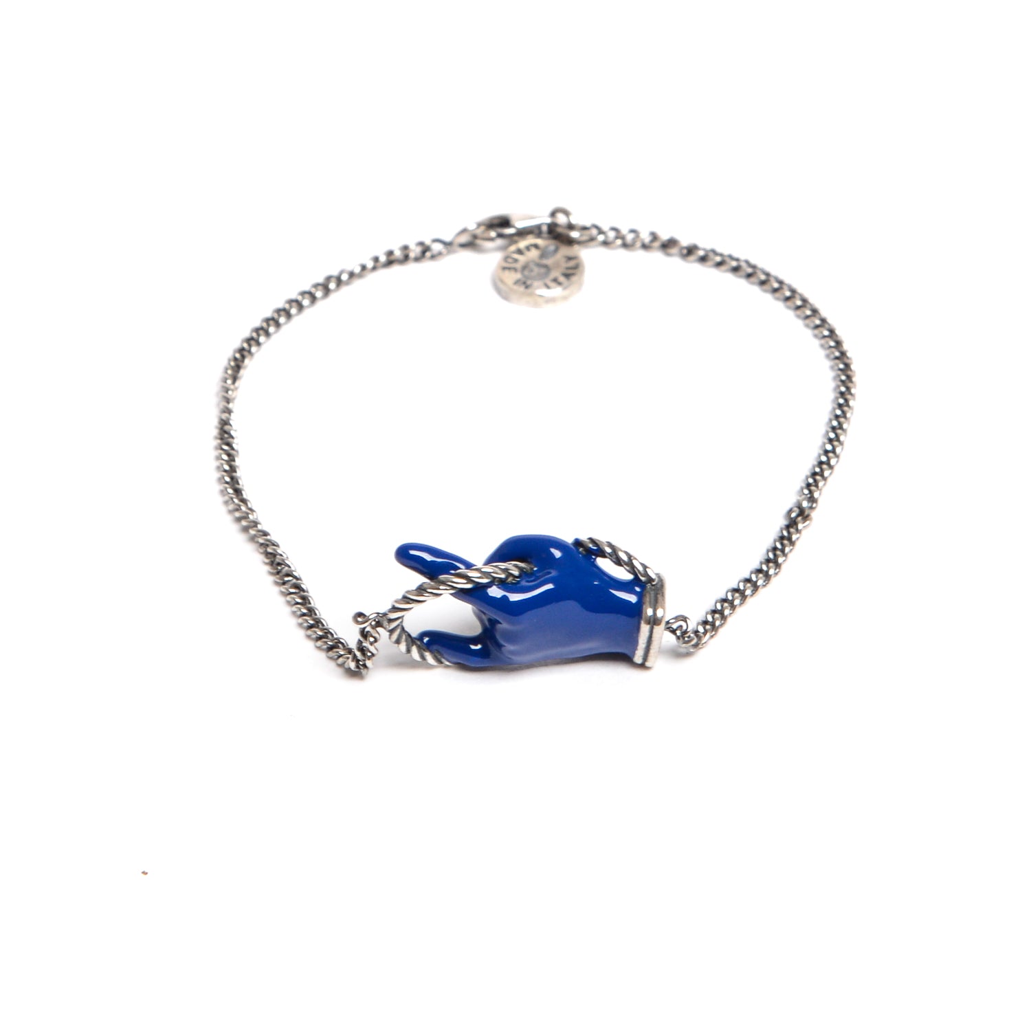 D'AMICO Bracciale Catenina con "Horn" Laccato Blu Offerta settimanale