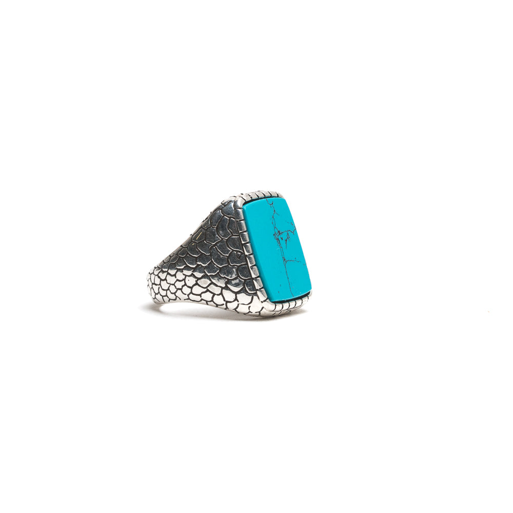 D'AMICO Anello Rettangolare Stampa Cocco + Turchese Fino al 60% di sconto