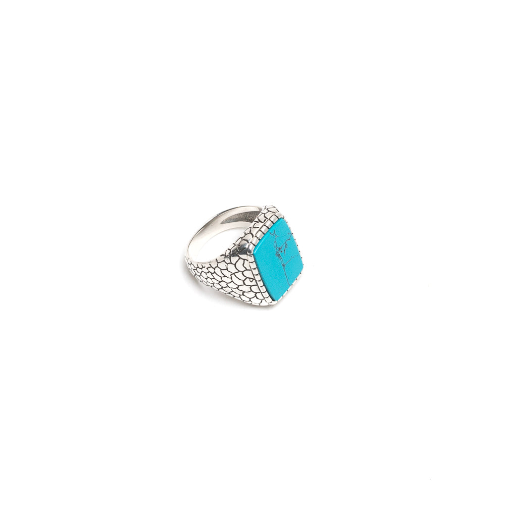 D'AMICO Anello Rettangolare Stampa Cocco + Turchese Fino al 60% di sconto