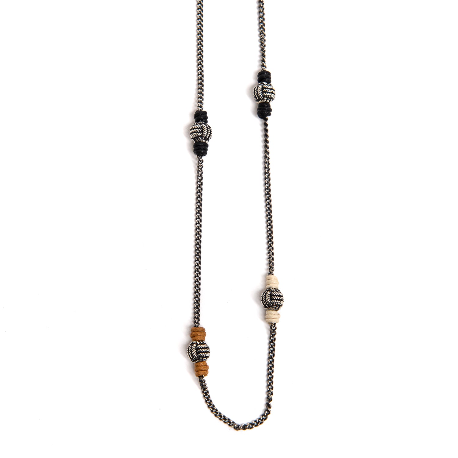 D'AMICO Collana Catena + Palline Nodo Argento + Filo Cerato Sostegno trimestrale