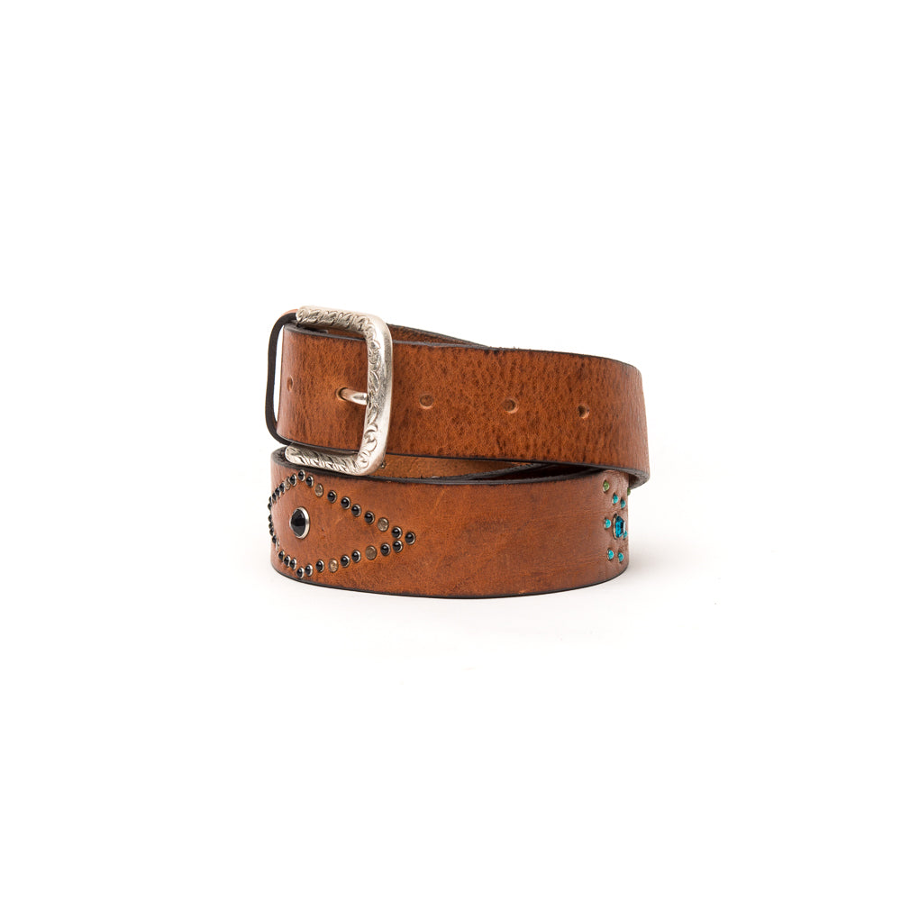 D'AMICO Cintura Cuoio Butter + Borchie e Pietre Hotsell