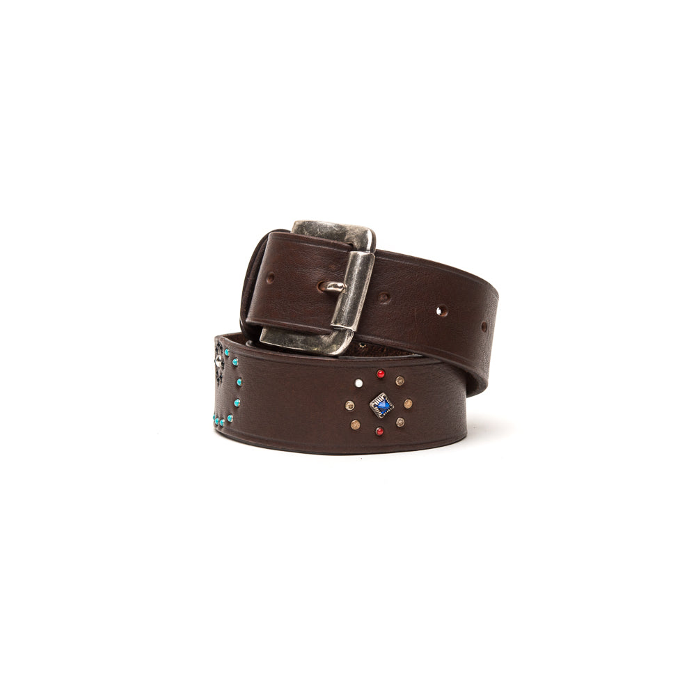 D'AMICO Cintura Texas Cuoio Butter + Borchie e Pietre Vendita Calda