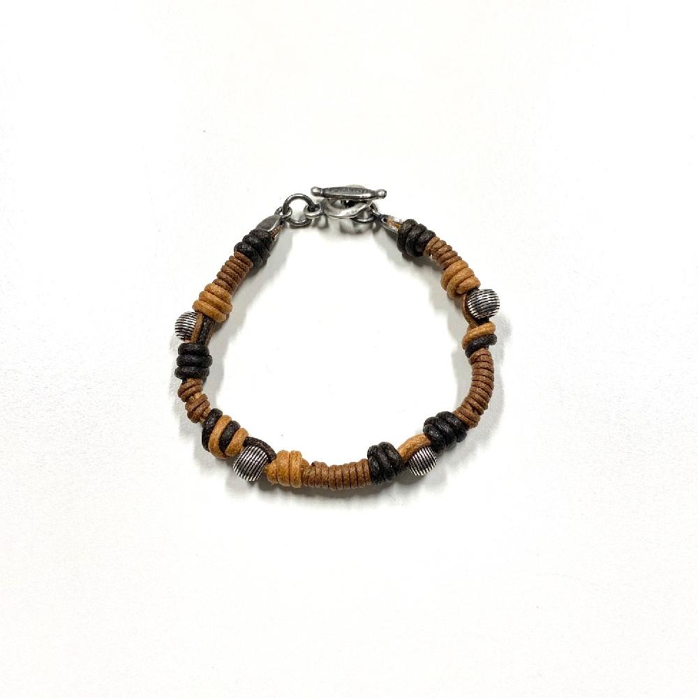 D'AMICO Bracciale Cotone Cerato + Palline Righe Black Friday