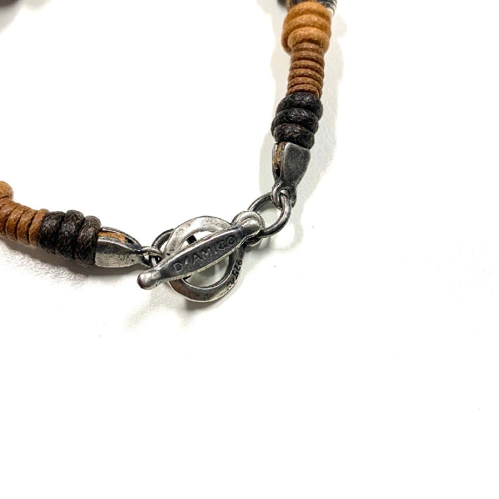 D'AMICO Bracciale Cotone Cerato + Palline Righe Black Friday