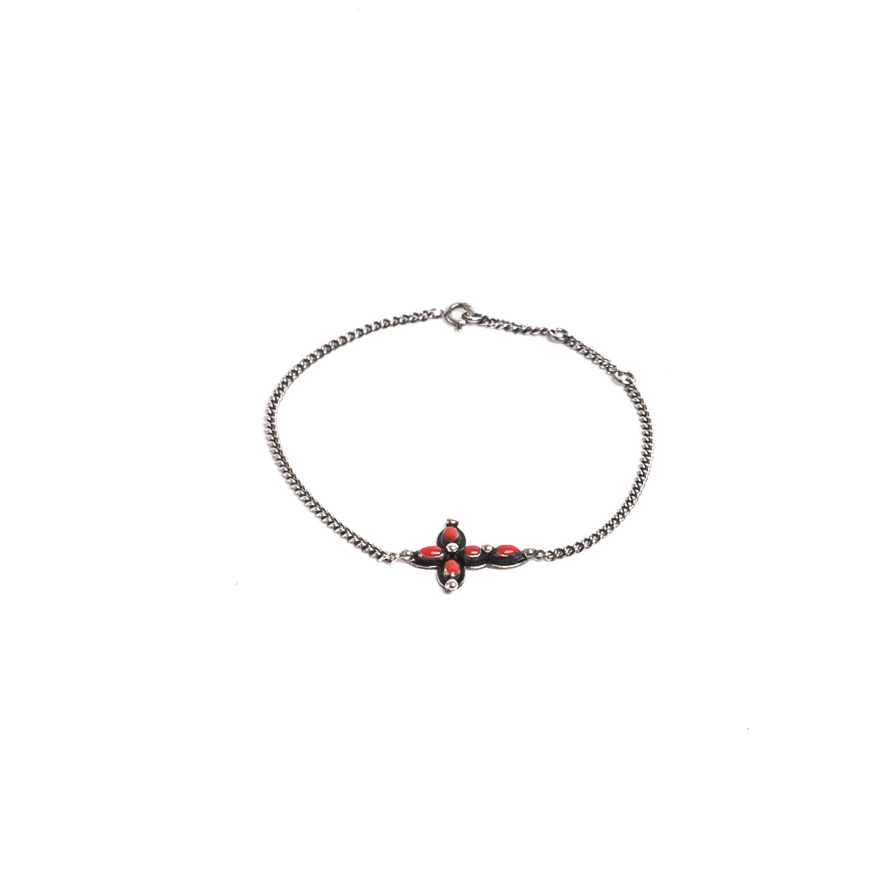 D'AMICO Bracciale Catenina + Croce Smaltata Corallo Offerte speciali
